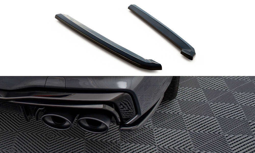 Fotografie Maxton Design boční difuzory pod zadní nárazník pro Audi A7 C8, černý lesklý plast ABS
