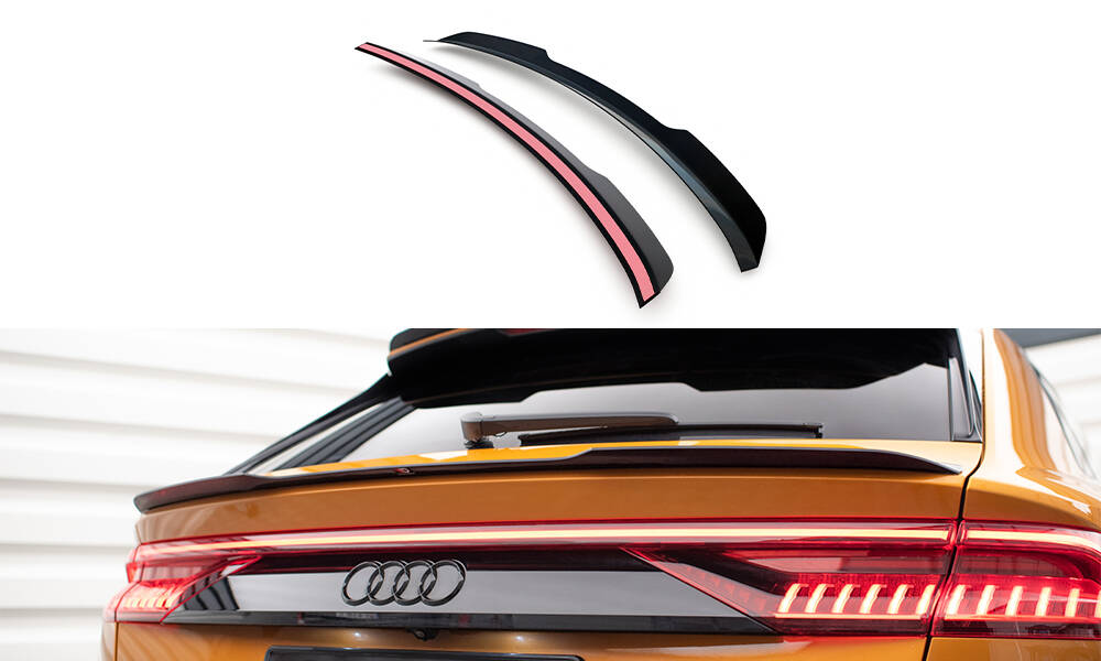 Fotografie Maxton Design prodloužení spoileru ver.2 pro Audi Q8 Mk 1, černý lesklý plast ABS, S-Line