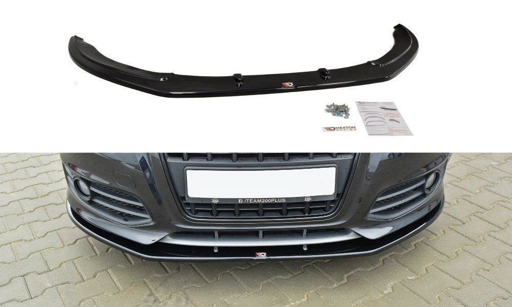 Maxton Design spoiler pod přední nárazník ver.2 pro Audi S3 8P Facelift, černý lesklý plast ABS