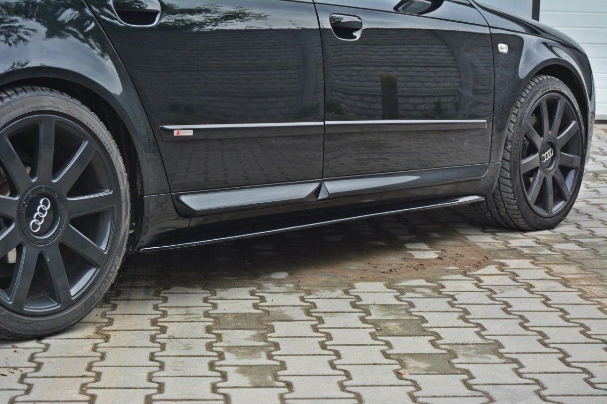 Maxton Design difuzory pod boční prahy pro Audi A4 B7, černý lesklý plast ABS