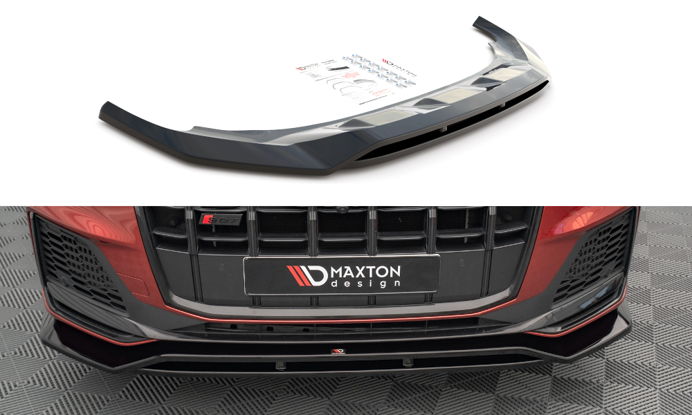 Maxton Design spoiler pod přední nárazník pro Audi Q7 Mk2 S-Line Facelift, černý lesklý plast ABS