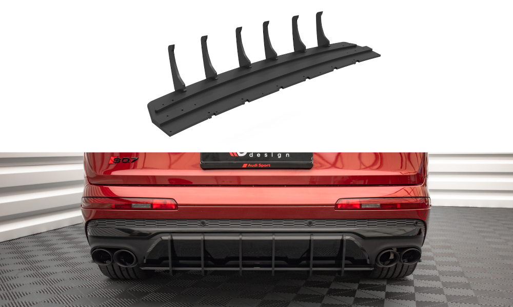 Fotografie Maxton Design "Street Pro" difuzor zadního nárazníku pro Audi SQ7 Mk2 Facelift, plast ABS bez povrchové úpravy, s černou a červenou linkou