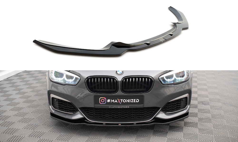 Maxton Design spoiler pod přední nárazník ver.1 pro BMW řada 1 F20- F21 Facelift, černý lesklý plast ABS, černý lesklý plast ABS