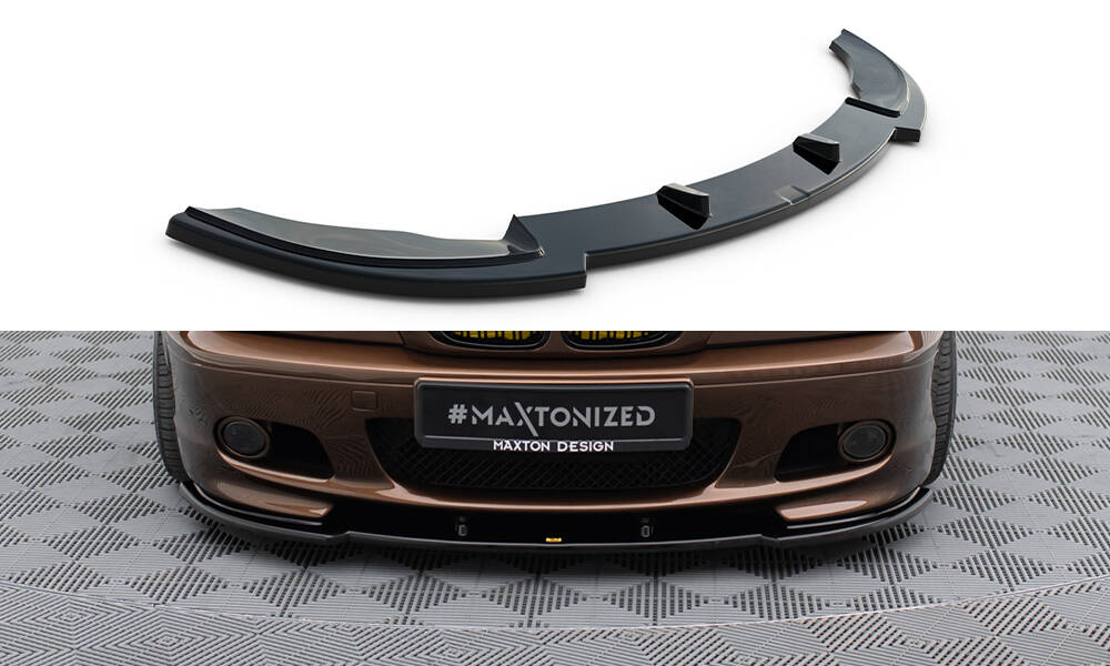 Fotografie Maxton Design spoiler pod přední nárazník pro BMW řada 3 E46, černý lesklý plast ABS, Coupe Mpack