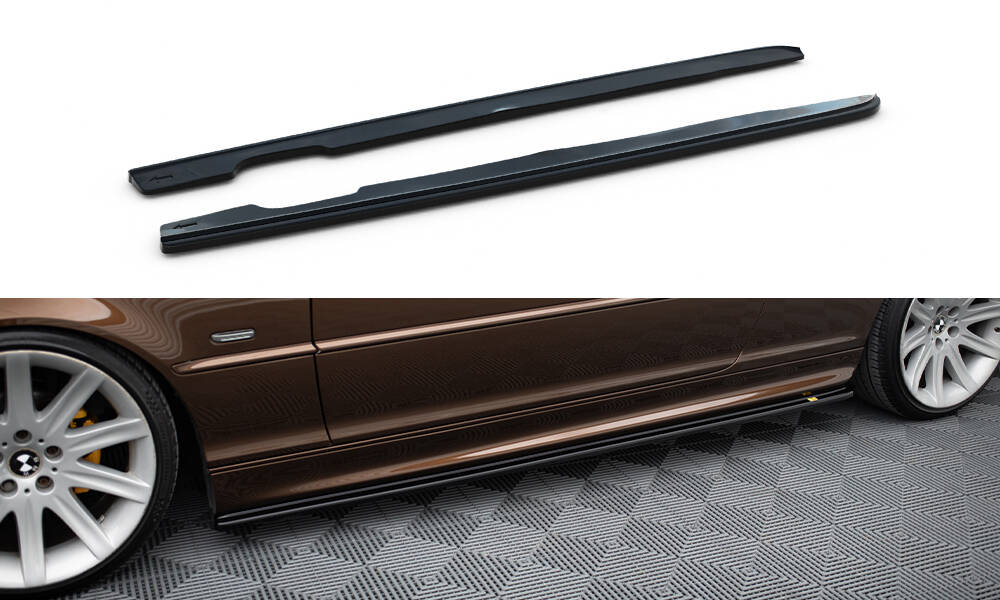 Maxton Design difuzory pod boční prahy pro BMW řada 3 E46, černý lesklý plast ABS