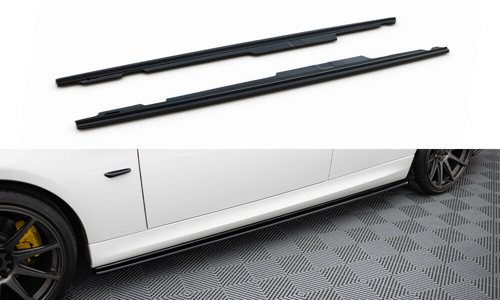 Maxton Design difuzory pod boční prahy pro BMW řada 3 E90, E91, černý lesklý plast ABS