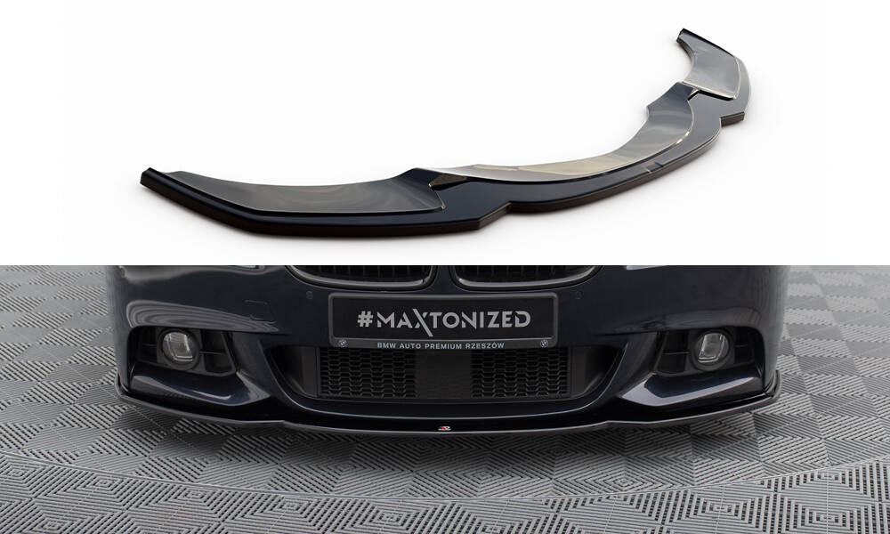 Fotografie Maxton Design spoiler pod přední nárazník ver.2 pro BMW řada 5 F10- F11, černý lesklý plast ABS