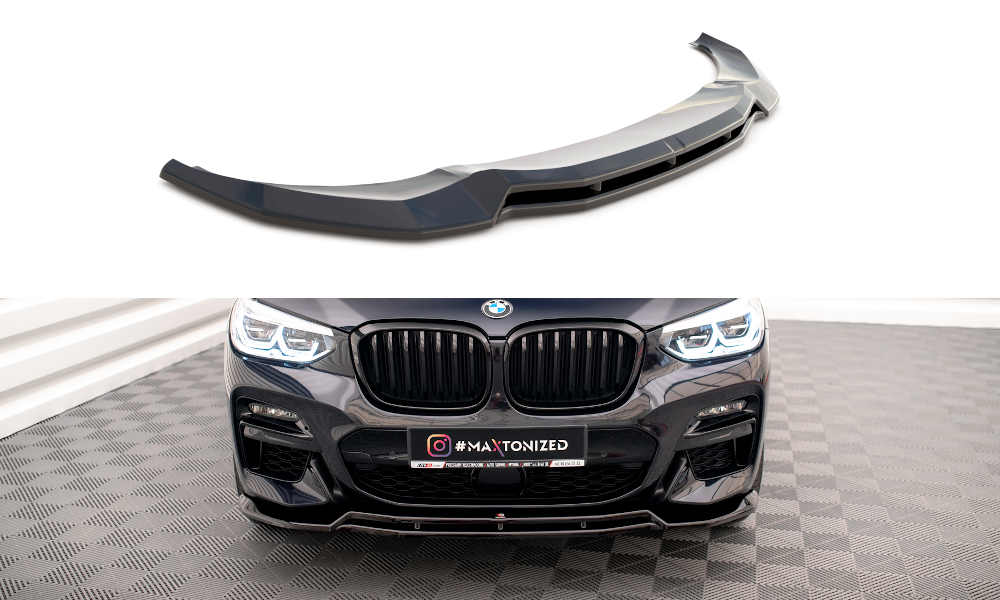 Fotografie Maxton Design spoiler pod přední nárazník ver.1 pro BMW X3 G01, černý lesklý plast ABS, M-Pack