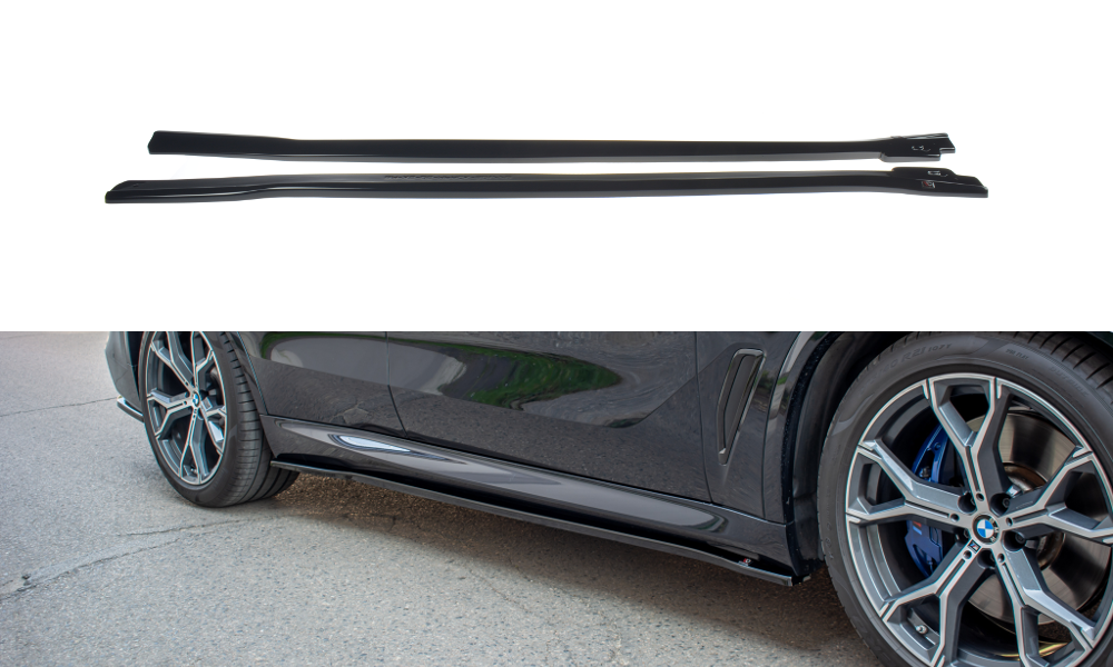 Maxton Design difuzory pod boční prahy pro BMW X5 G05, černý lesklý plast ABS, M-pack