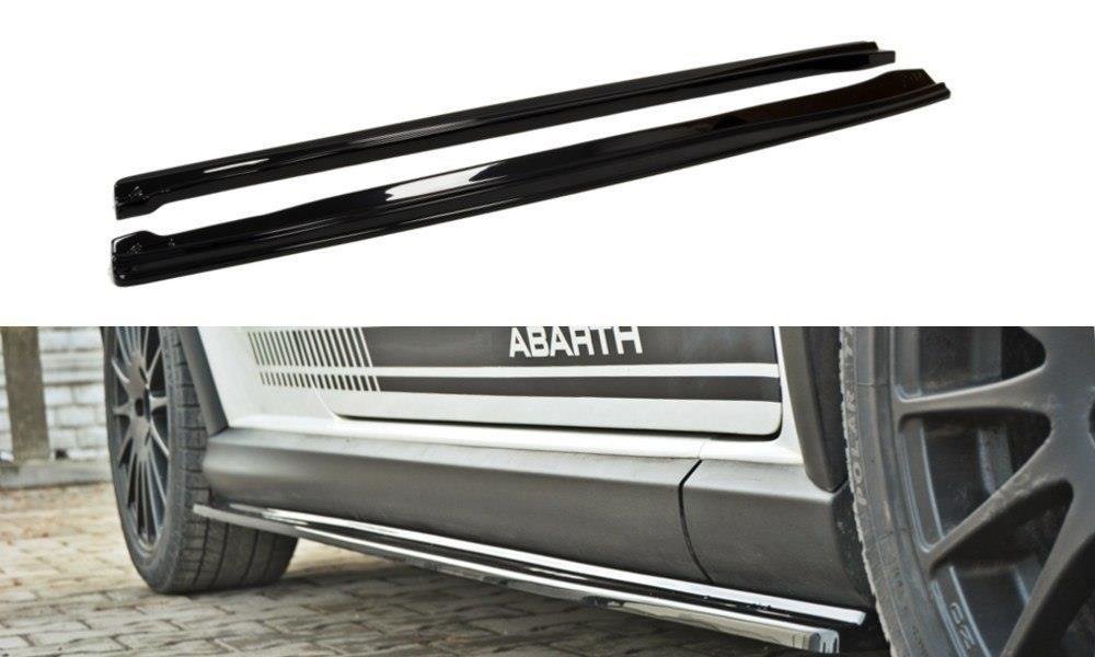 Maxton Design difuzory pod boční prahy pro Fiat Grande Punto Grande Punto Abarth, černý lesklý plast ABS
