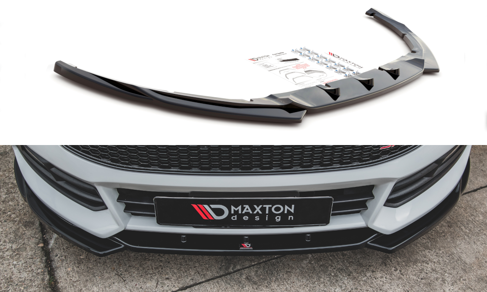 Maxton Design spoiler pod přední nárazník ver.5 pro Ford Focus ST Mk3 Facelift, černý lesklý plast ABS