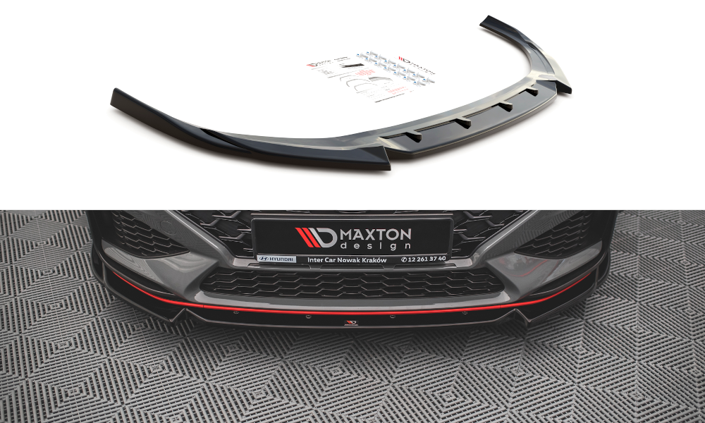Maxton Design spoiler pod přední nárazník ver.2 pro Hyundai i30 N MK3 Facelift, černý lesklý plast ABS