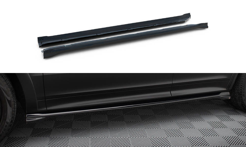 Maxton Design difuzory pod boční prahy pro Porsche Cayenne Mk3 Sport Design, černý lesklý plast ABS