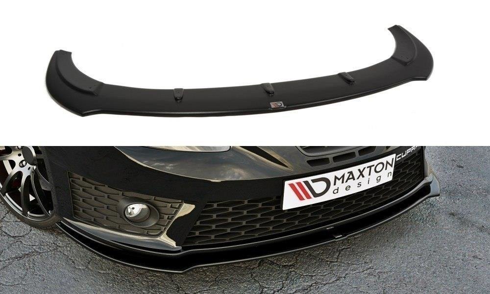 Fotografie Maxton Design spoiler pod přední nárazník ver.1 pro Seat Leon Cupra Mk2, černý lesklý plast ABS