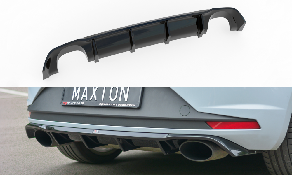 Maxton Design vložka zadního nárazníku pro Seat Leon Cupra Mk3, černý lesklý plast ABS