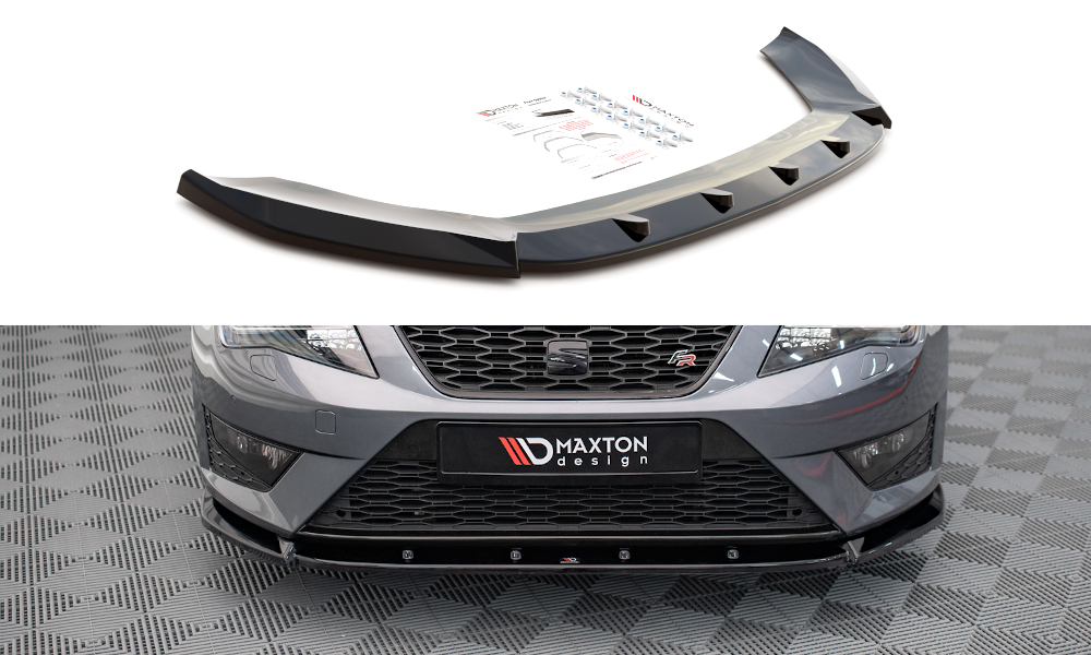 Maxton Design spoiler pod přední nárazník pro Seat Leon FR Mk3, černý lesklý plast ABS