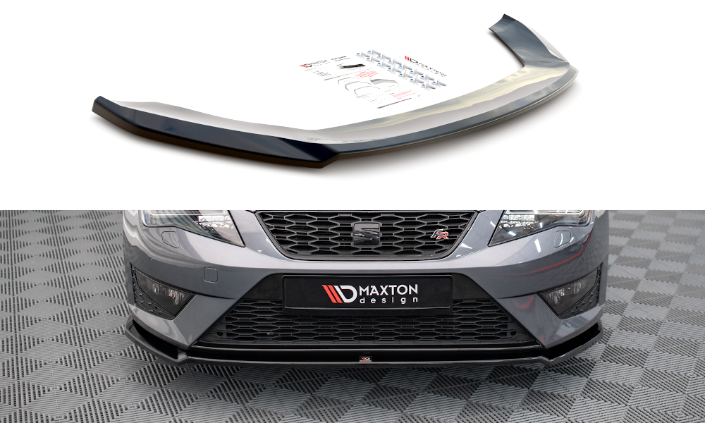 Maxton Design spoiler pod přední nárazník ver.2 pro Seat Leon Cupra Mk3, černý lesklý plast ABS