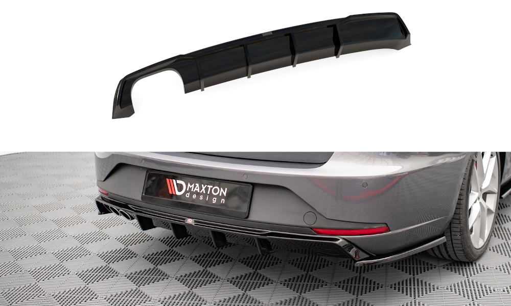 Maxton Design vložka zadního nárazníku pro Seat Leon FR Mk3, černý lesklý plast ABS, Sportstourer