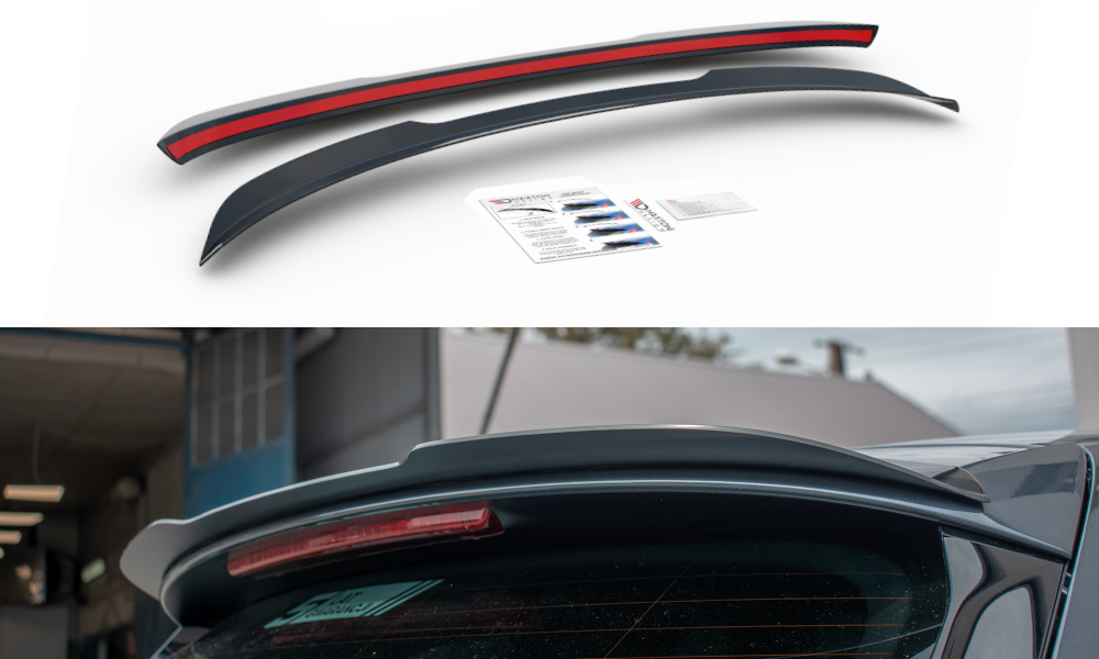 Fotografie Maxton Design prodloužení spoileru pro Seat Leon Cupra Mk3 Facelift, černý lesklý plast ABS, ST (combi)