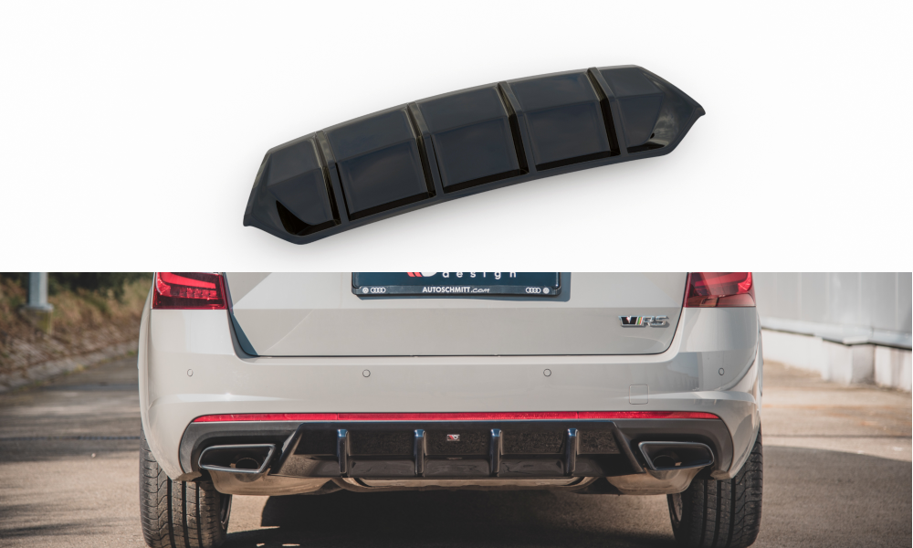 Maxton Design vložka zadního nárazníku ver.1 pro Škoda Octavia RS Mk3, černý lesklý plast ABS