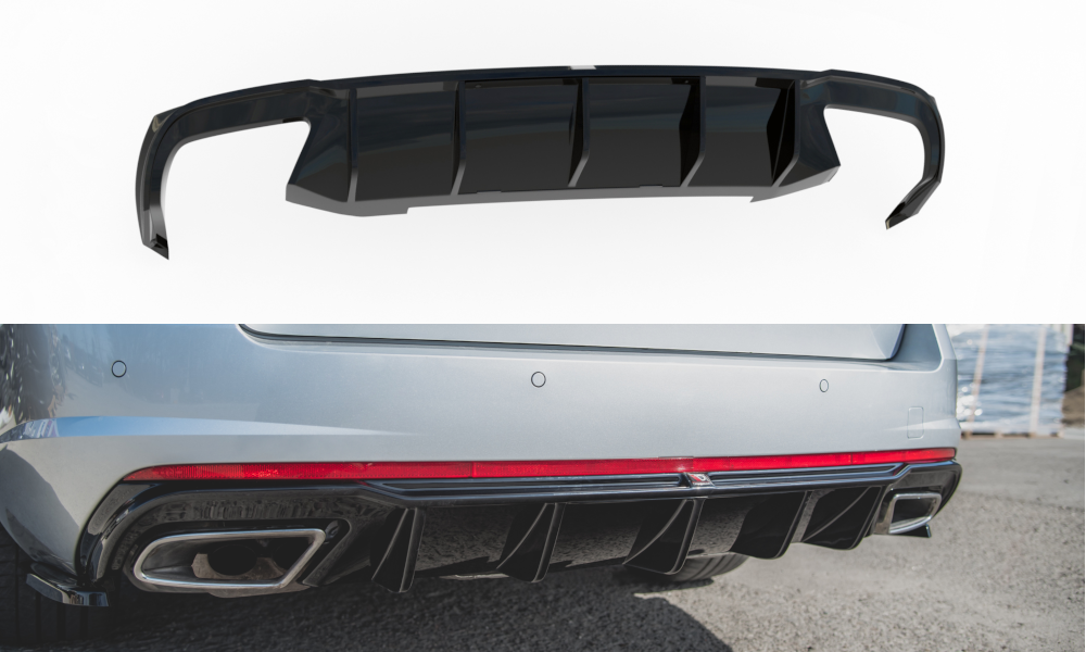 Maxton Design vložka zadního nárazníku ver.2 pro Škoda Octavia RS Mk3, černý lesklý plast ABS, pro dieselové motory