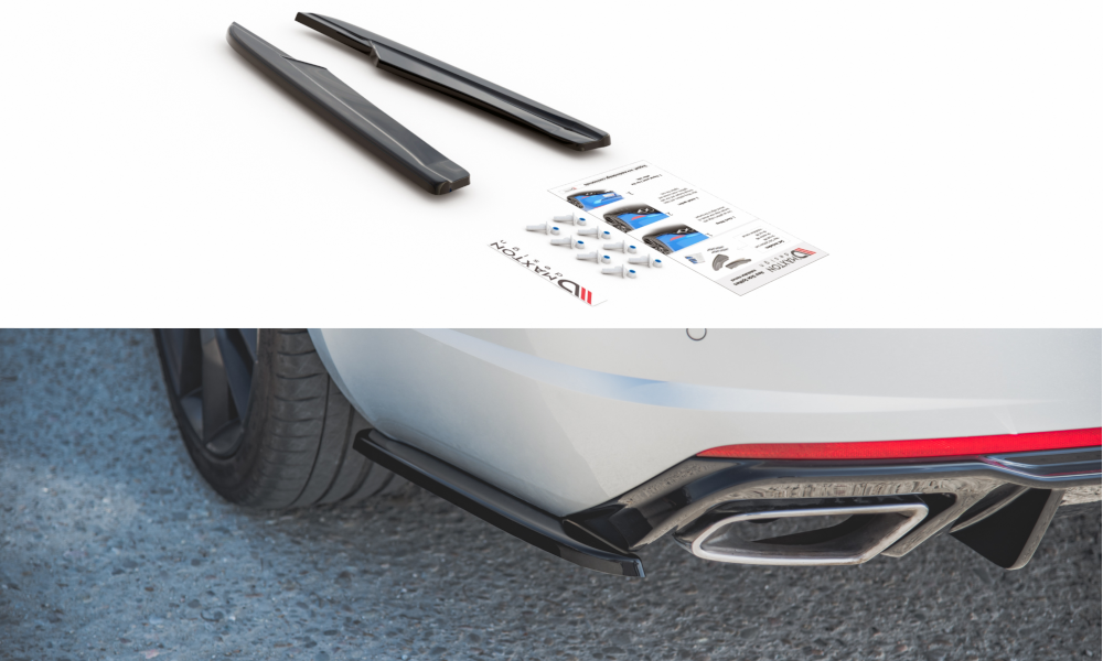 Maxton Design boční difuzory pod zadní nárazník ver.2 pro Škoda Octavia RS Mk3, černý lesklý plast ABS