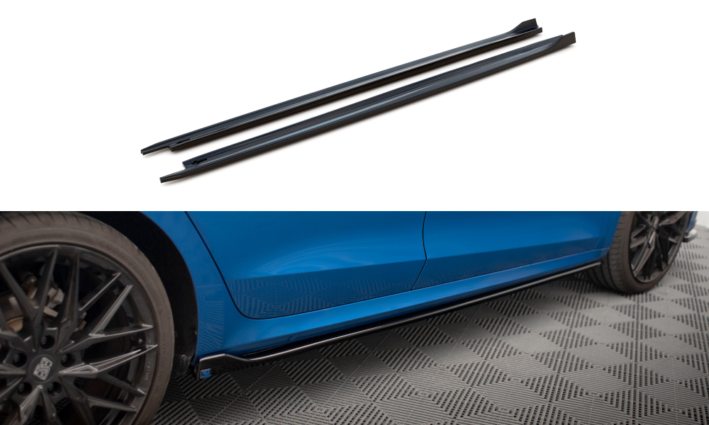 Maxton Design difuzory pod boční prahy ver.1 pro Škoda Octavia Mk4, černý lesklý plast ABS