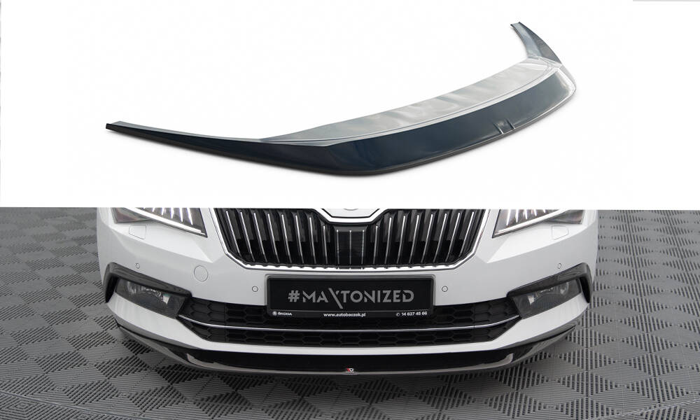 Maxton Design spoiler pod přední nárazník ver.1 pro Škoda Superb Mk3, černý lesklý plast ABS