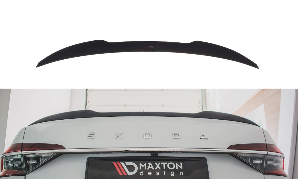Fotografie Maxton Design prodloužení spoileru ver.2 pro Škoda Superb Mk3 FL, černý lesklý plast ABS