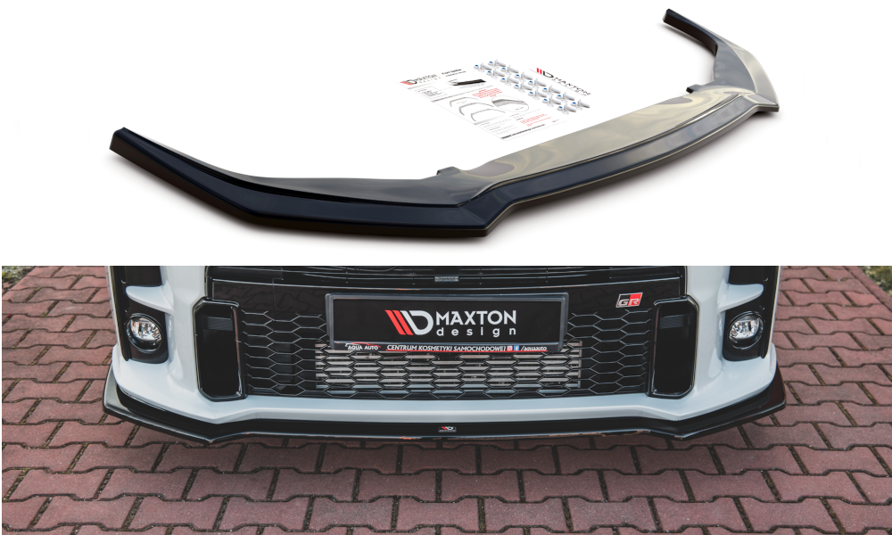 Maxton Design spoiler pod přední nárazník pro Toyota GR Yaris Mk3, černý lesklý plast ABS