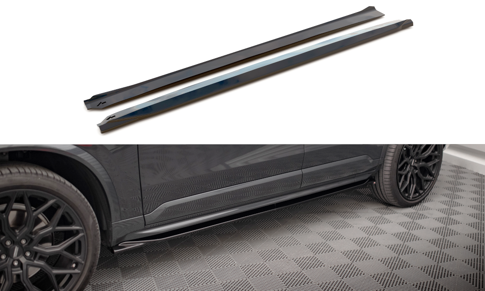 Maxton Design difuzory pod boční prahy pro Volvo XC90 Mk2 Facelift R-Design, černý lesklý plast ABS