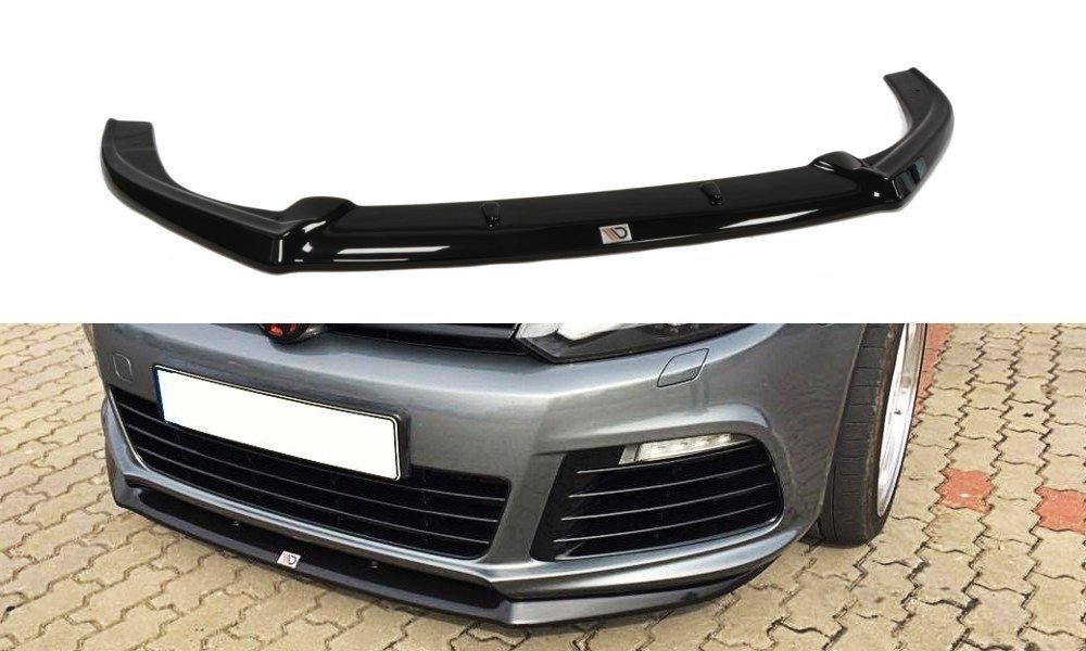 Fotografie Maxton Design spoiler pod přední nárazník pro Volkswagen Golf R Mk6, černý lesklý plast ABS, Cupra look