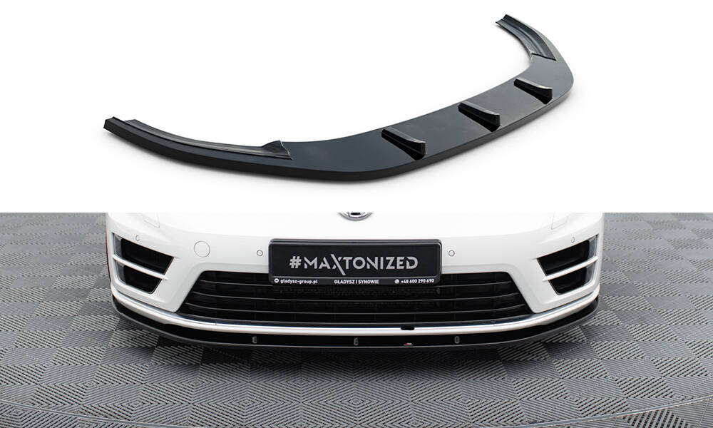 Maxton Design spoiler pod přední nárazník pro Volkswagen Golf R Mk7, černý lesklý plast ABS