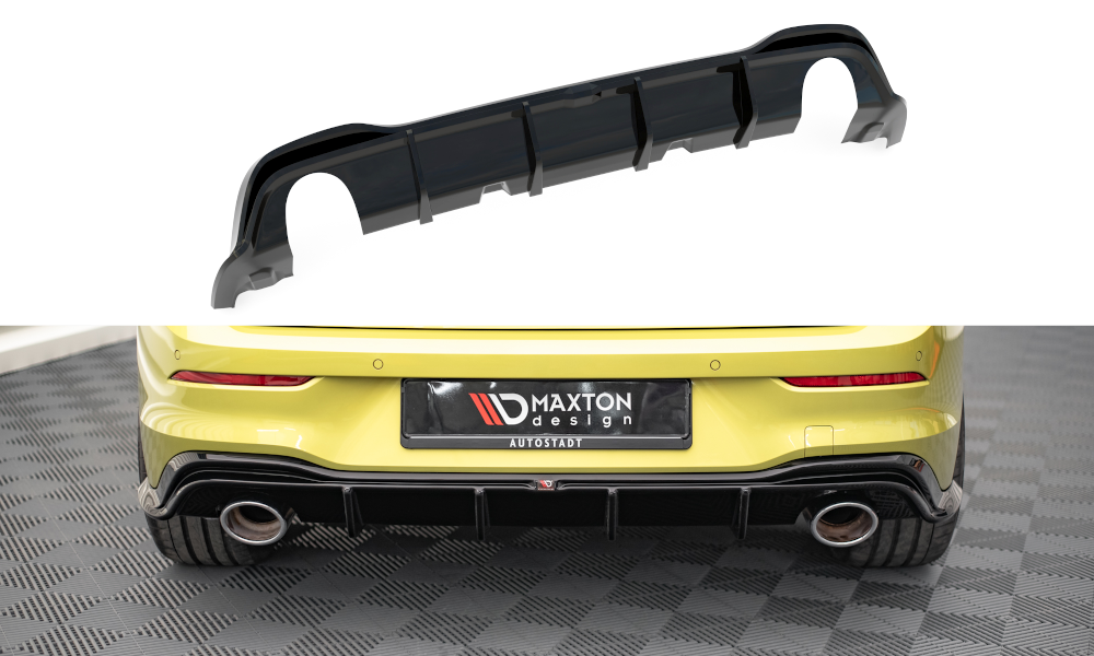 Maxton Design vložka zadního nárazníku pro Volkswagen Golf GTI Mk8, černý lesklý plast ABS, Clubsport