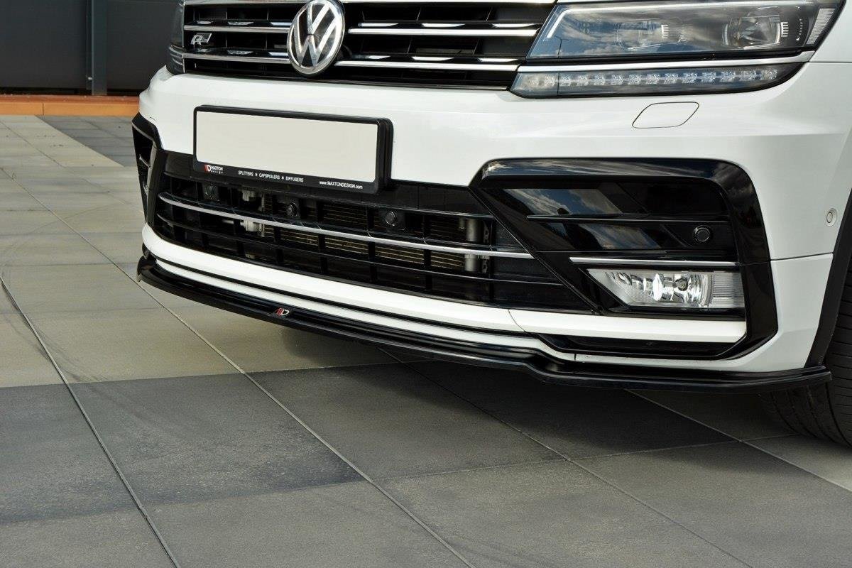 Maxton Design spoiler pod přední nárazník pro Volkswagen Tiguan Mk2 R-Line, černý lesklý plast ABS