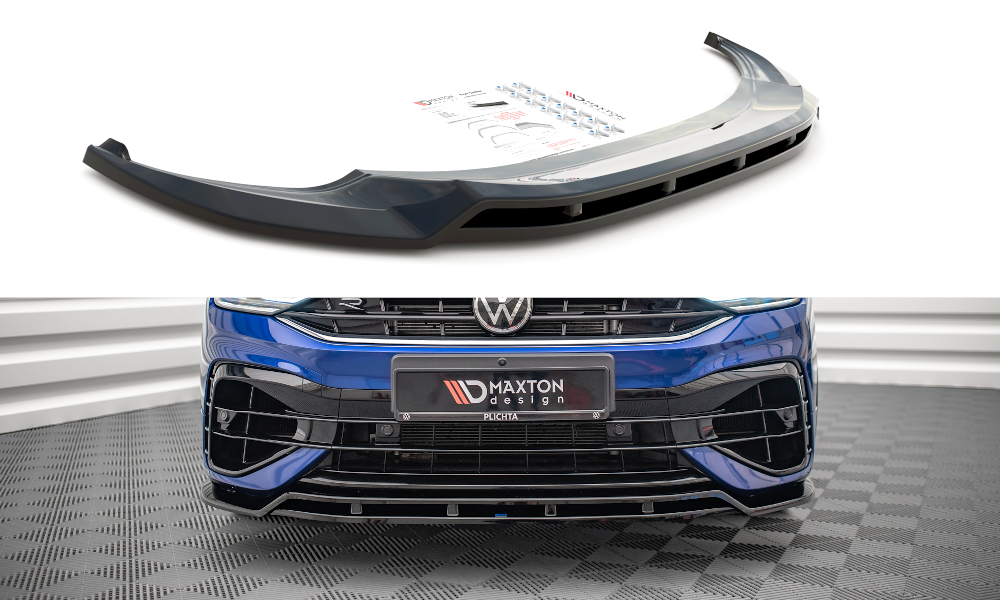 Maxton Design spoiler pod přední nárazník pro Volkswagen Tiguan R Mk2 Facelift, černý lesklý plast ABS