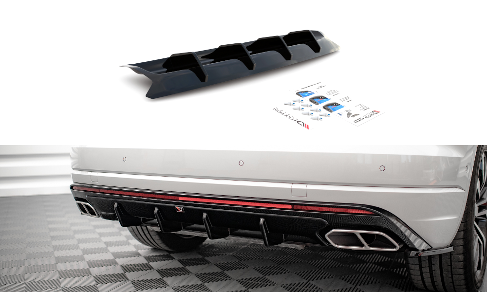 Maxton Design vložka zadního nárazníku pro Volkswagen Touareg Mk3 /R-Line, černý lesklý plast ABS