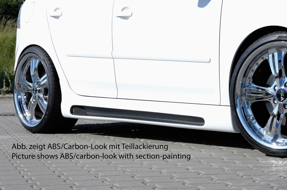 Rieger boční práh mont. strana pravá pro Volkswagen Golf 5 1K 5-dvéř., GTI, R32, plast ABS bez povrchové úpravy, s prolisem a výřezem