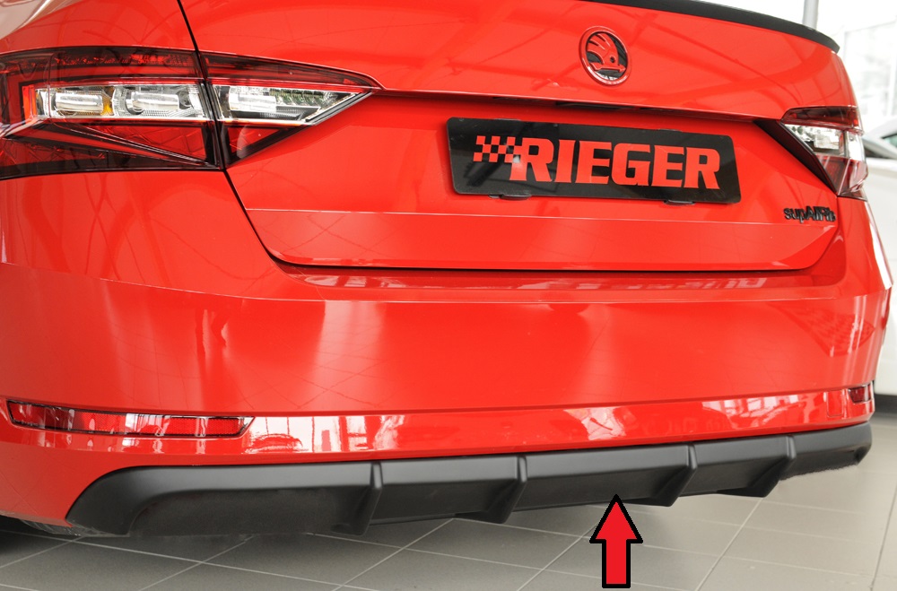 Rieger vložka zadního nárazníku pro Škoda Superb III 3T, 3V combi, sedan vč. faceliftu, plast ABS bez povrchové úpravy, pro vozy bez tažného zařízení