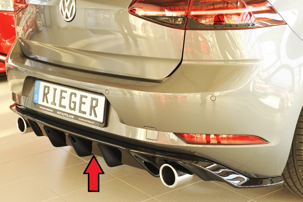 Rieger vložka zadního nárazníku pro Volkswagen Golf 7 GTI 3-dvéř., 5-dvéř. po faceliftu, plast ABS lakovaný do černé lesklé barvy