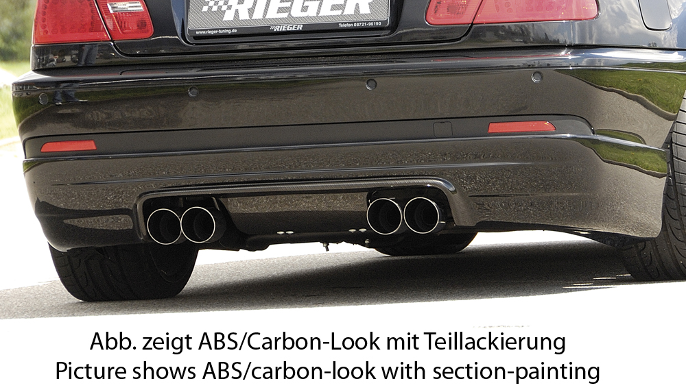 Rieger spoiler pod zadní nárazník M3-Look pro BMW řada 3 E46 kabriolet, kupé po faceliftu r.v. 02/02-, plast ABS s povrchovou úpravou Carbon-Look