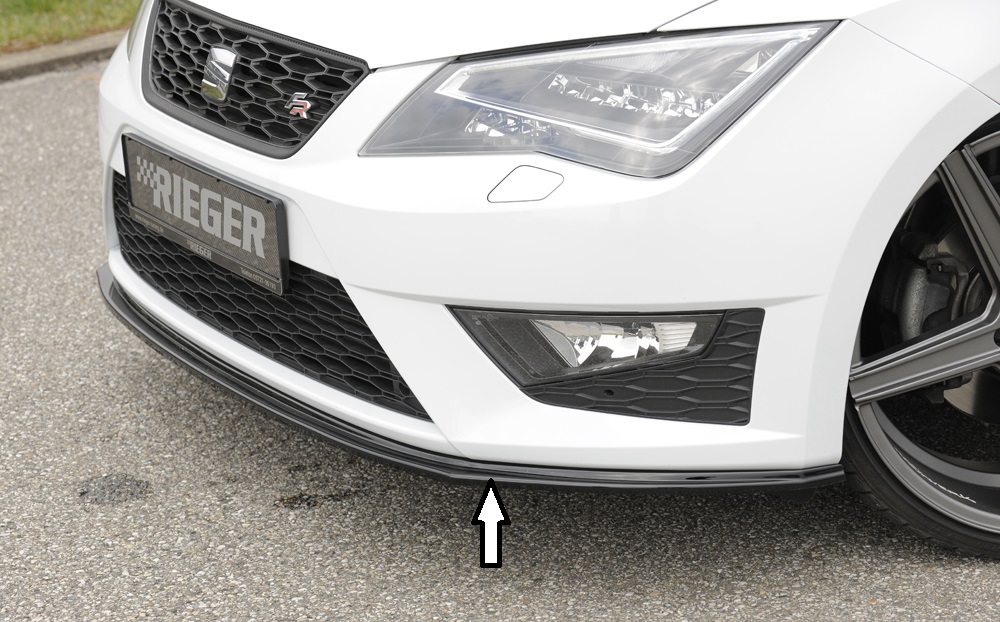 Rieger lipa pod přední nárazník pro Seat Leon Cupra 5F 3-dvéř. (sc), 5-dvéř., 5-dvéř. (ST/Combi) před faceliftem, 03/14-12/16, plast ABS lakovaný do černé lesklé barvy