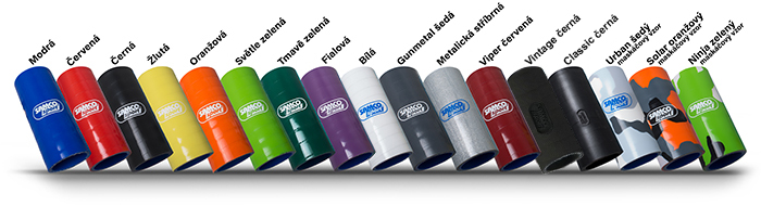 Dostupné barevné varianty silikonových hadic Samco Sport